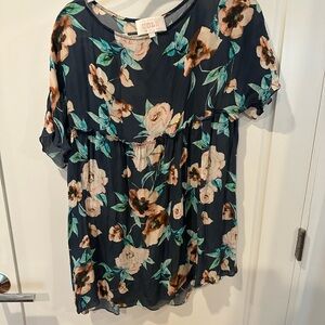 Stone Cold Fox Orange and Cream Floral Blouse